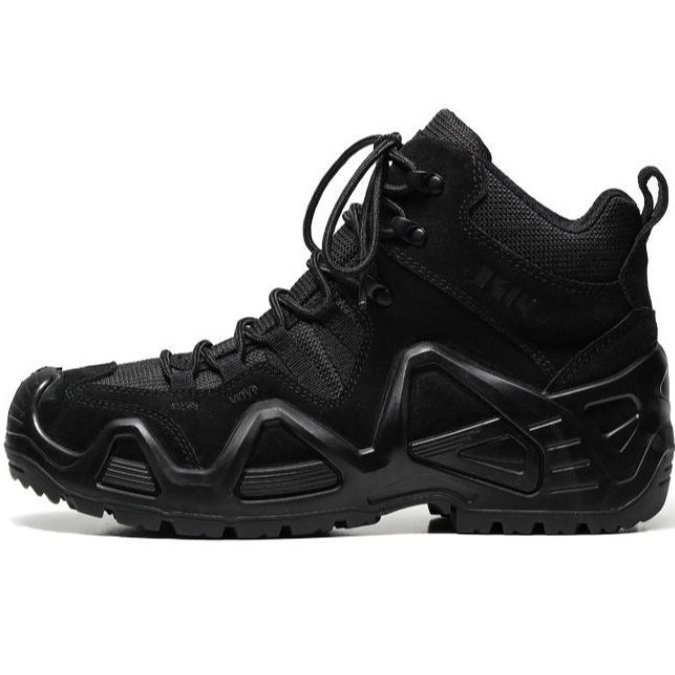 High Quality Waterproof Black mens outdoor boots tactical leather upper injection rubber sole outdoor boots