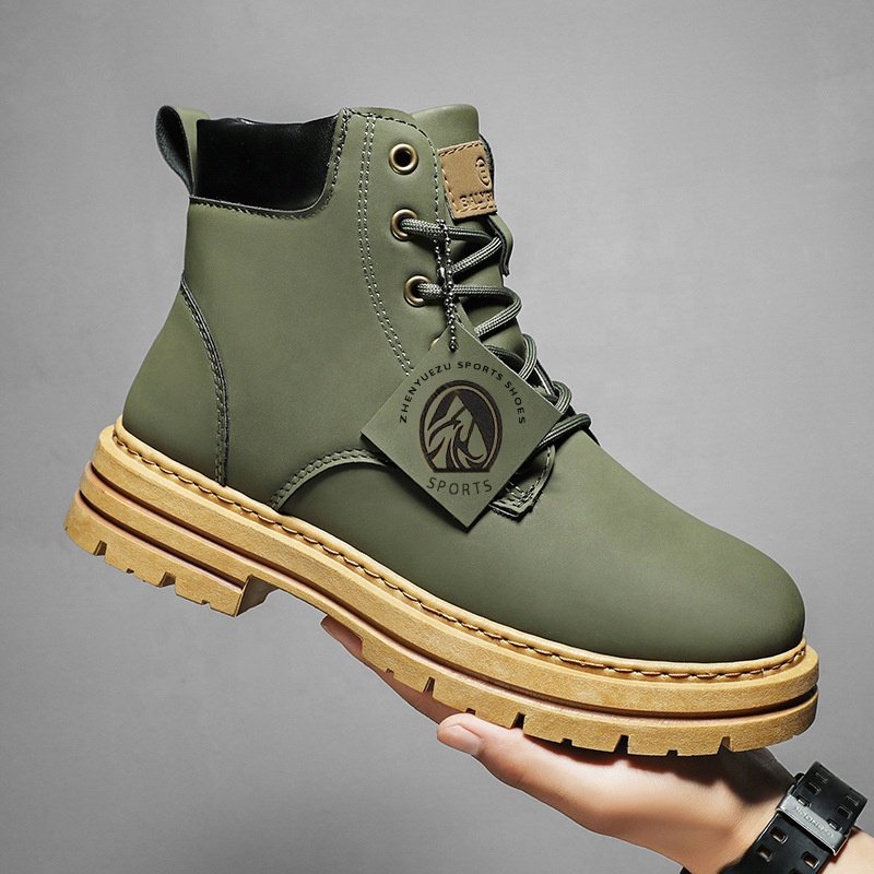New Stnm 2024 Men's oversized men's boots retro British style high-top work boots leather Martin boots