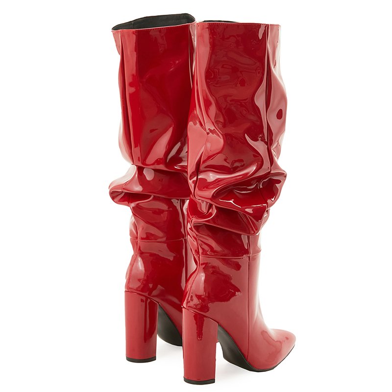 Leather Zipper Stivali Donna Chaussures Talon Bottes Femme 2023 Fashion Spike Heels Mid Calf Chunky Heel Women's Boots