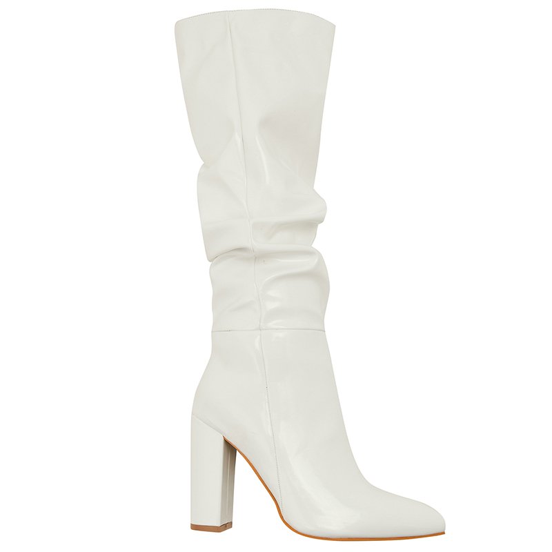 Leather Zipper Stivali Donna Chaussures Talon Bottes Femme 2023 Fashion Spike Heels Mid Calf Chunky Heel Women's Boots