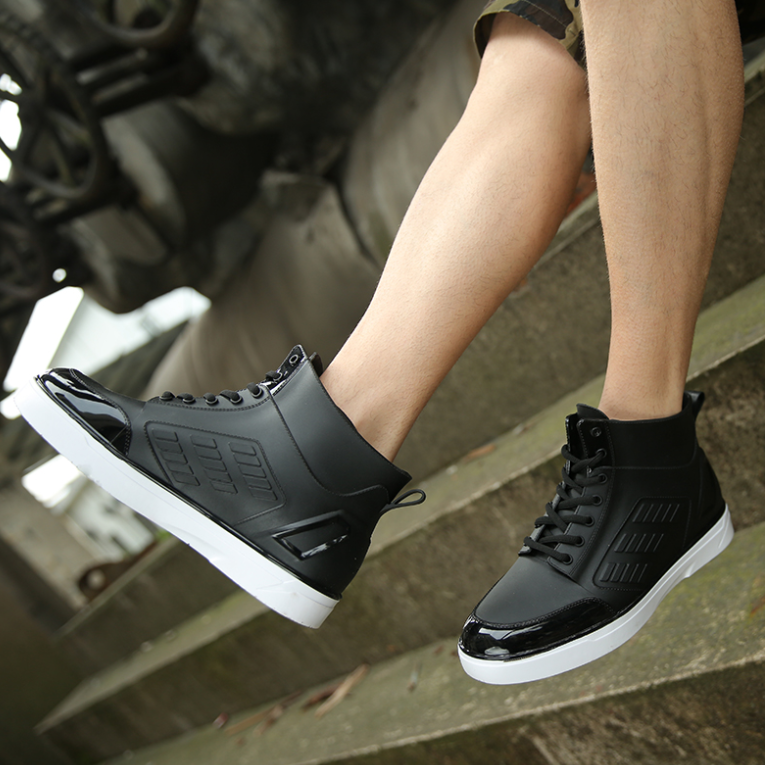men's lace up style rain boots