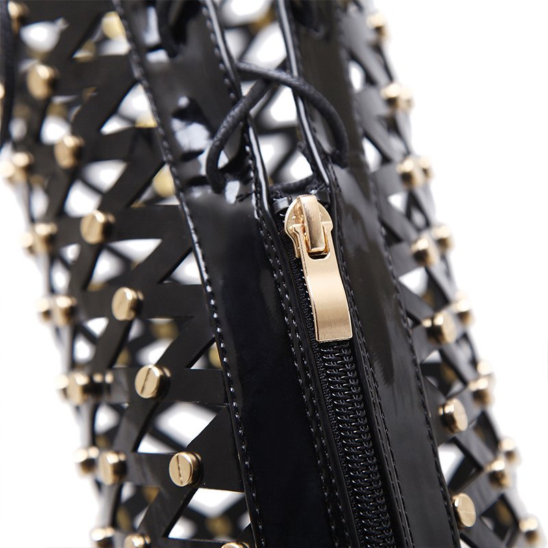Sexy Lady Summer Lace Up Hollow Out Boots Peep Toe Over Knee Stiletto Boots