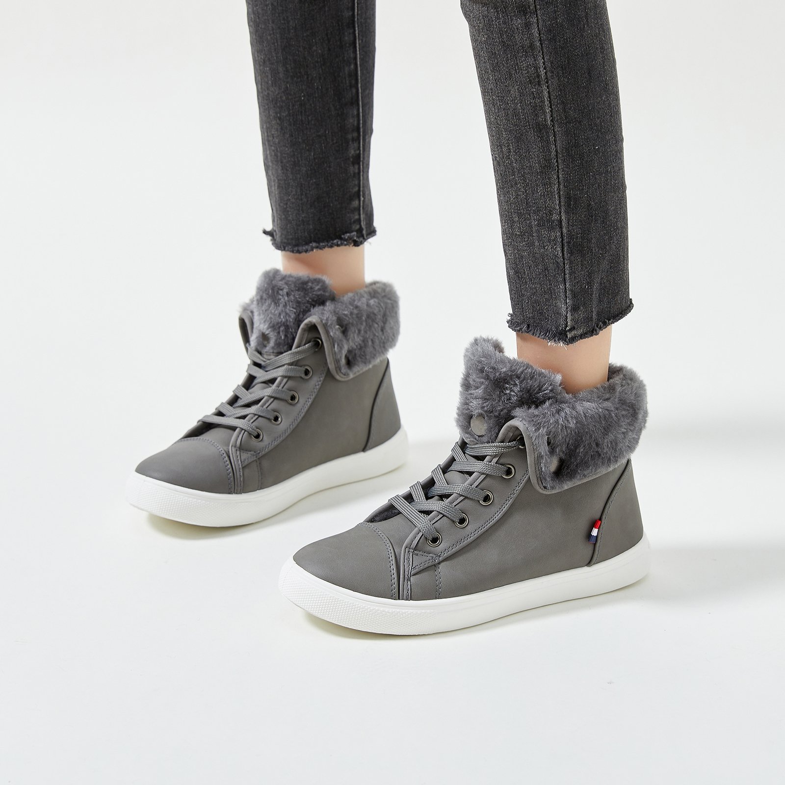 High Quality Short Plush Lapel Casual Flat Winter Shoes Ankle Snow Boots For Woman