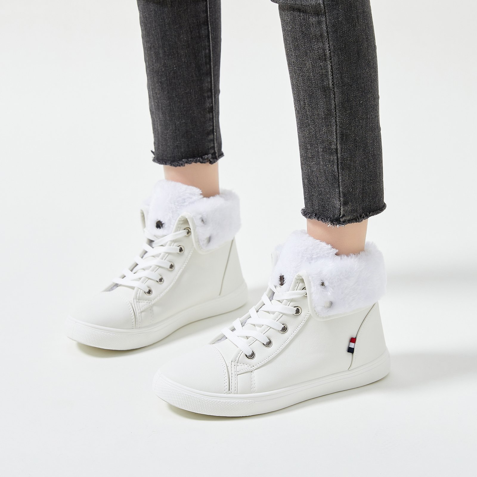 High Quality Short Plush Lapel Casual Flat Winter Shoes Ankle Snow Boots For Woman