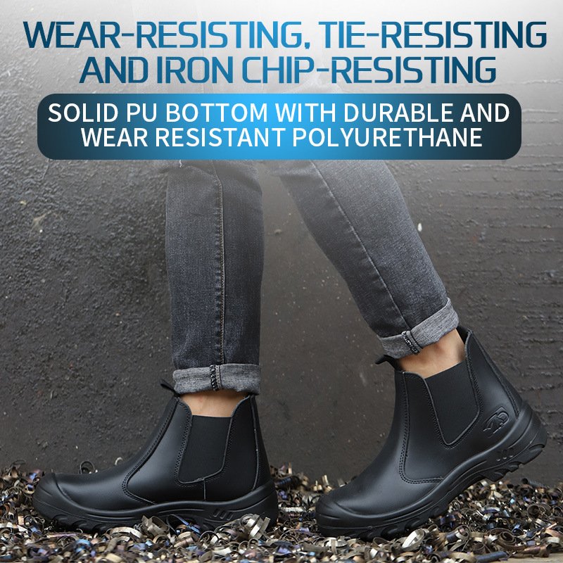 Genuine Leather Men Steel Toe Non-Slip Work Boots Indestructible Shoes Safety Shoes Male Puncture-Proof Work Sneakers