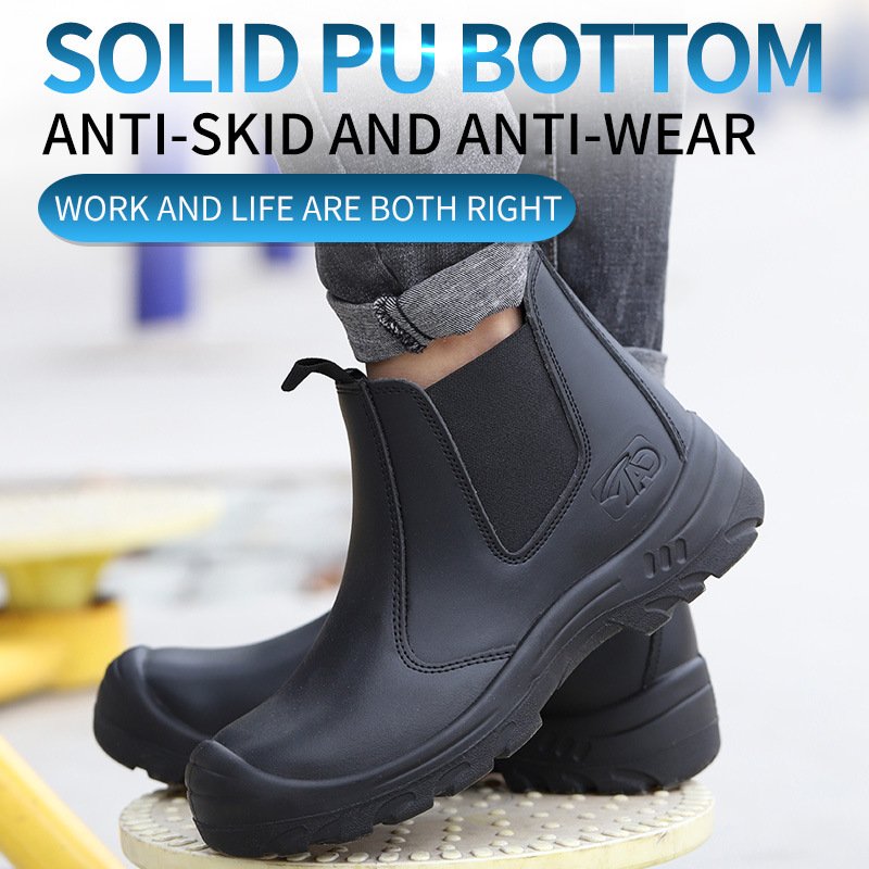 Genuine Leather Men Steel Toe Non-Slip Work Boots Indestructible Shoes Safety Shoes Male Puncture-Proof Work Sneakers