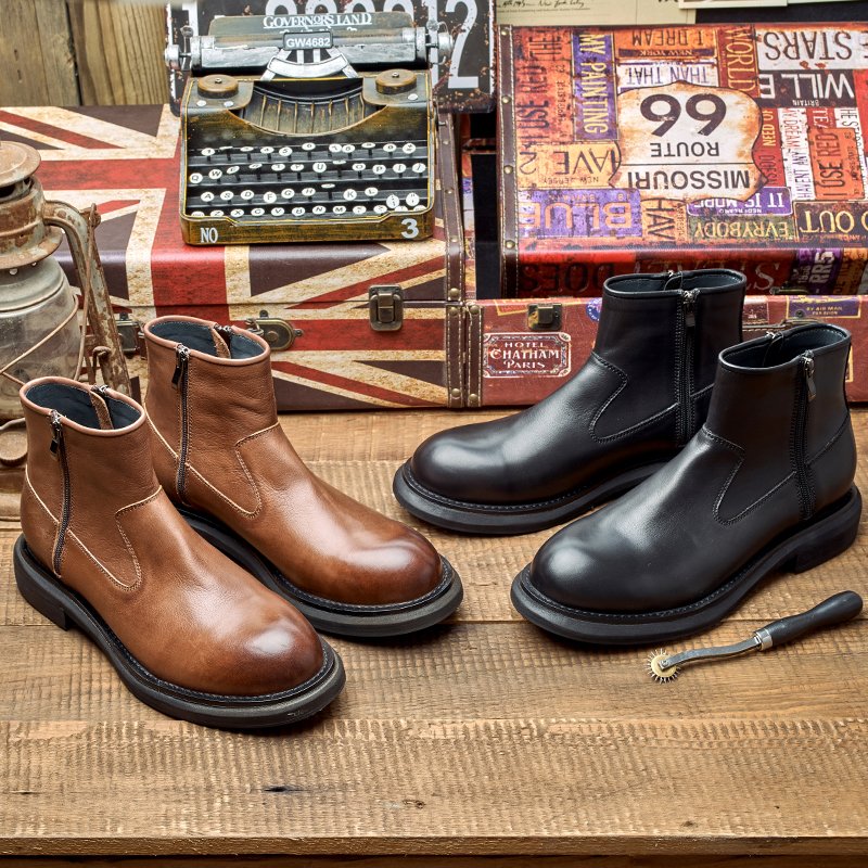Customizable logo 100% genuine leather Boots cowboy boot Handmade men ankle boots