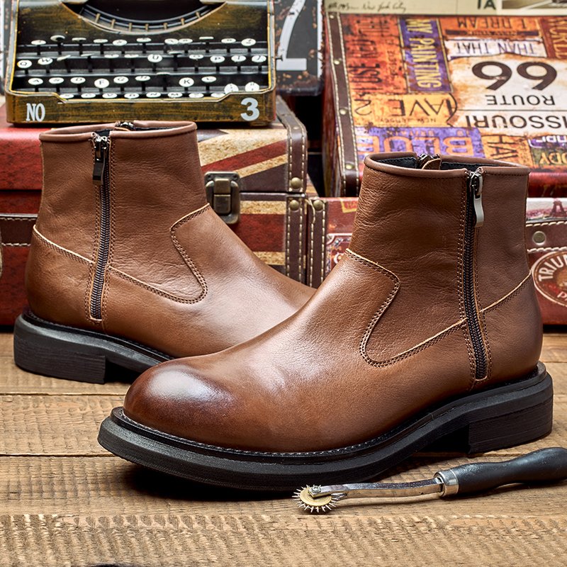 Customizable logo 100% genuine leather Boots cowboy boot Handmade men ankle boots