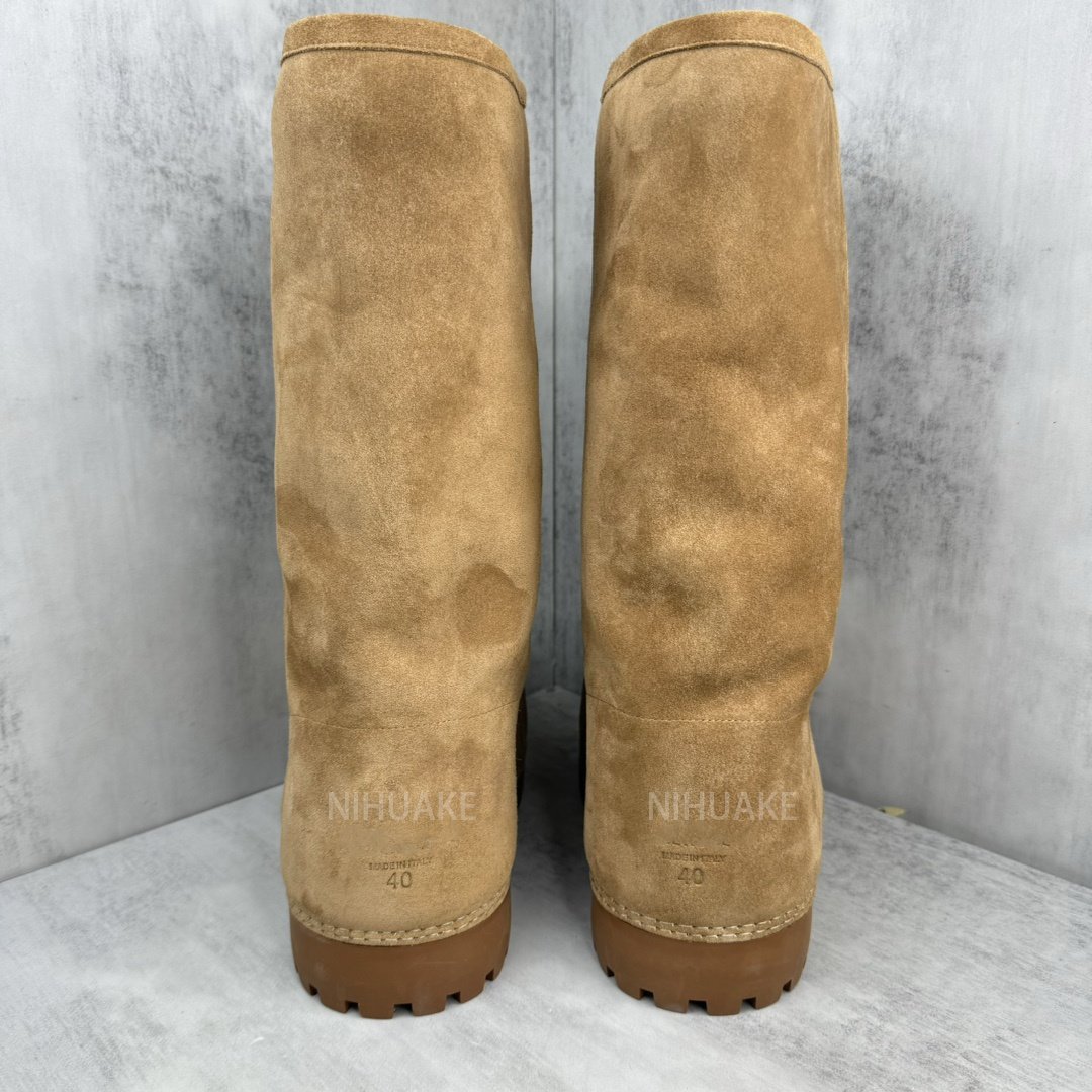 Latest Fall Winter Latest Mid Long Tube Leather Knee High Boots Fur Boots Women Shoes Women's Pink Alaska High Suede Boots