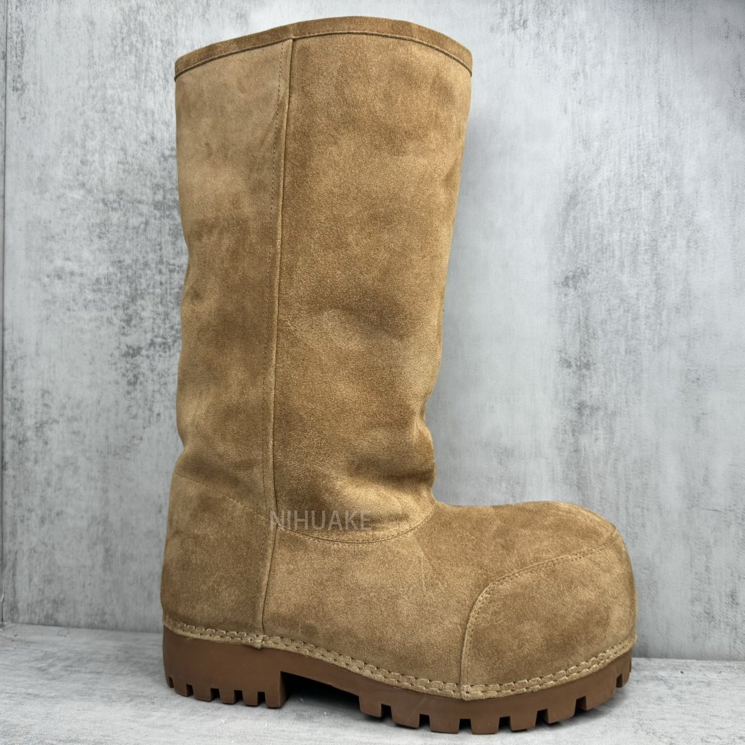 Latest Fall Winter Latest Mid Long Tube Leather Knee High Boots Fur Boots Women Shoes Women's Pink Alaska High Suede Boots