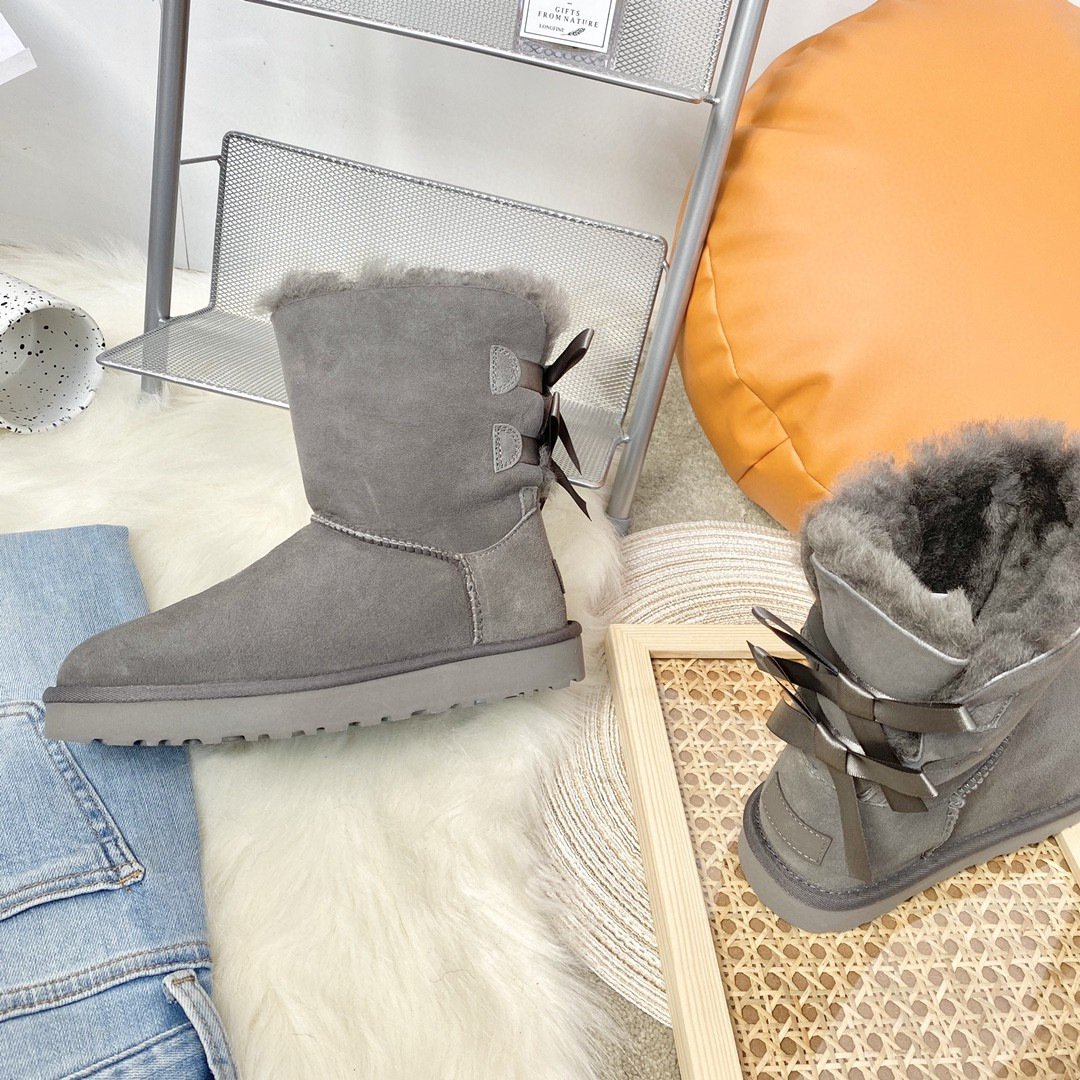 Women's Bailey Bow Boot sheepskin fur winter snow genuine leather unisex snow boots