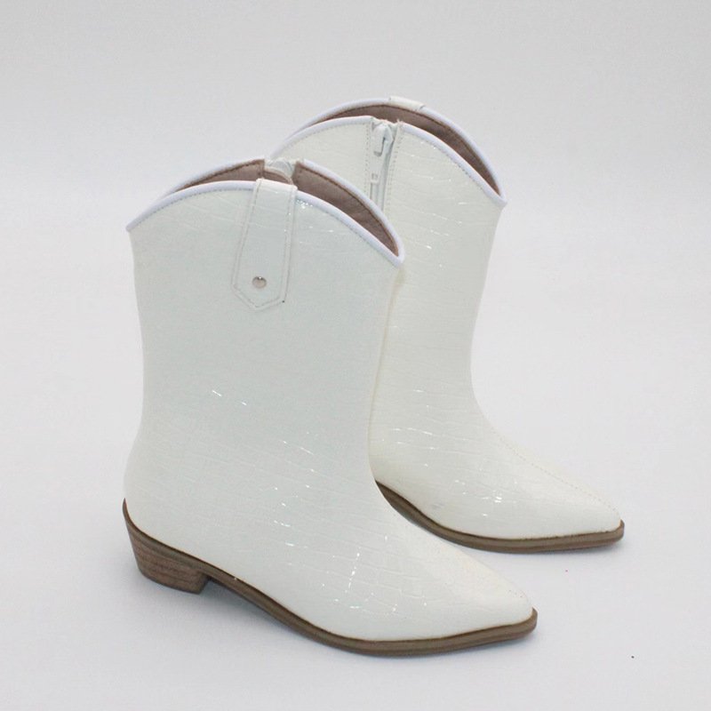 NEW Fall Winter Shoes Girls Pointed Toe Square Heel Boots Leather Knee High Boots Solid Girls Sexy High Heel Boots