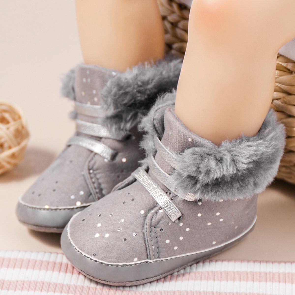 Winter Warm Infant Cotton Soft Baby Shoes For Babies PU Leather Breathable Baby Boots For Indoor Footwear