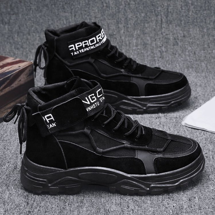 Y chaussures hommes men's boots non-slip mid-top retro trendy thick sole casual shoes for men