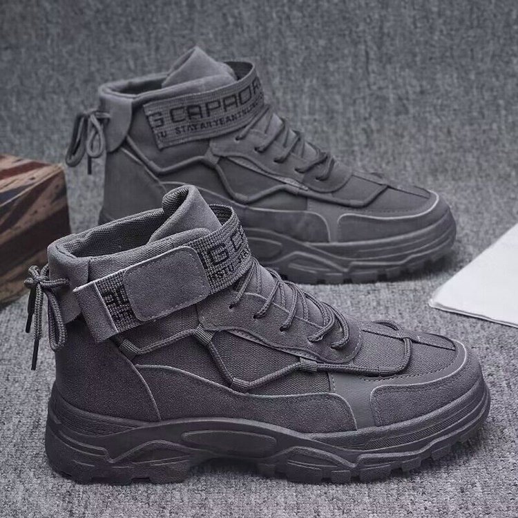 Y chaussures hommes men's boots non-slip mid-top retro trendy thick sole casual shoes for men