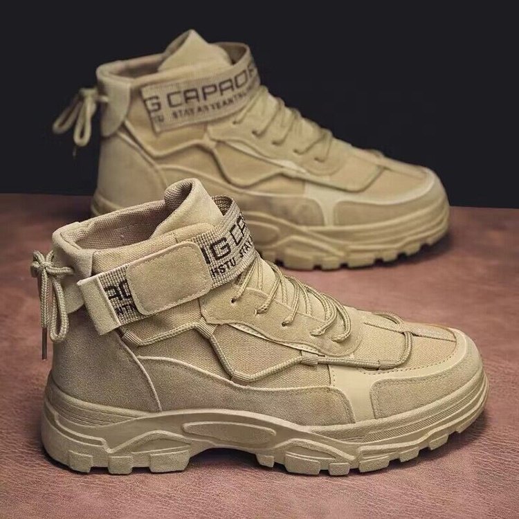 Y chaussures hommes men's boots non-slip mid-top retro trendy thick sole casual shoes for men