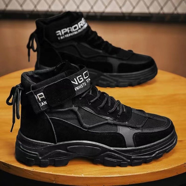 Y chaussures hommes men's boots non-slip mid-top retro trendy thick sole casual shoes for men