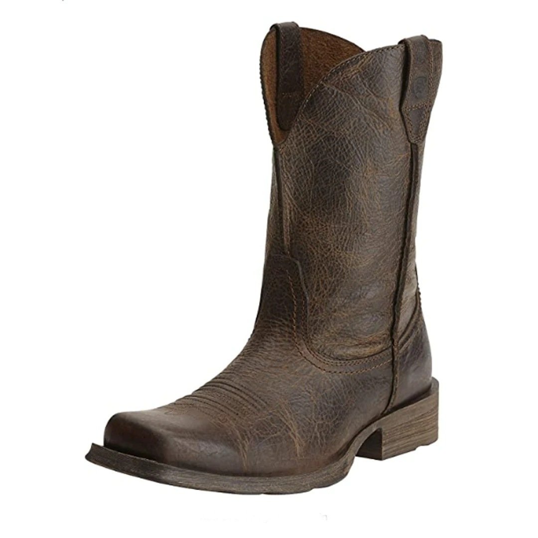 Custom Printing Fashionable Outdoor Genuine Leather Western Cowboy Safety Boots Cowboy Boots Men