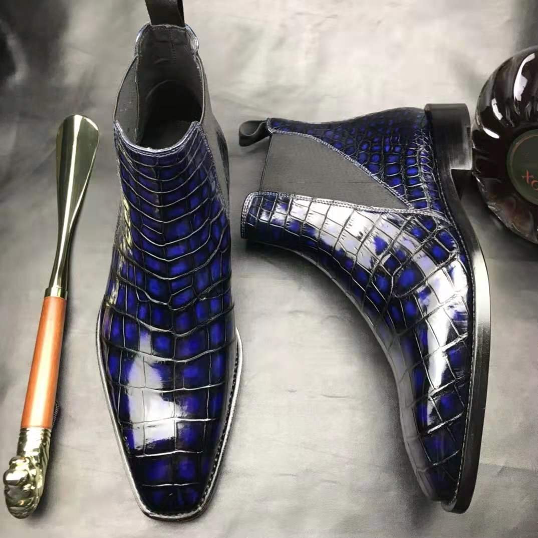 Fashion men's boots shoes big size genuine crocodile leather ankle boots shoes man high quality custom male shoes men boots