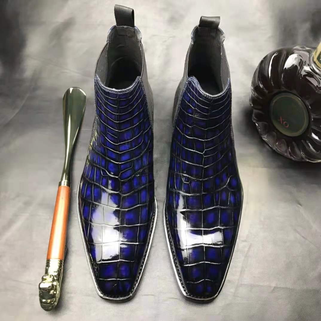 Fashion men's boots shoes big size genuine crocodile leather ankle boots shoes man high quality custom male shoes men boots