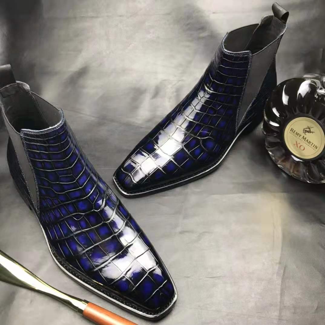 Fashion men's boots shoes big size genuine crocodile leather ankle boots shoes man high quality custom male shoes men boots