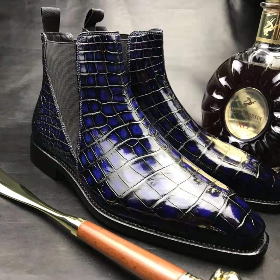 Fashion men's boots shoes big size genuine crocodile leather ankle boots shoes man high quality custom male shoes men boots