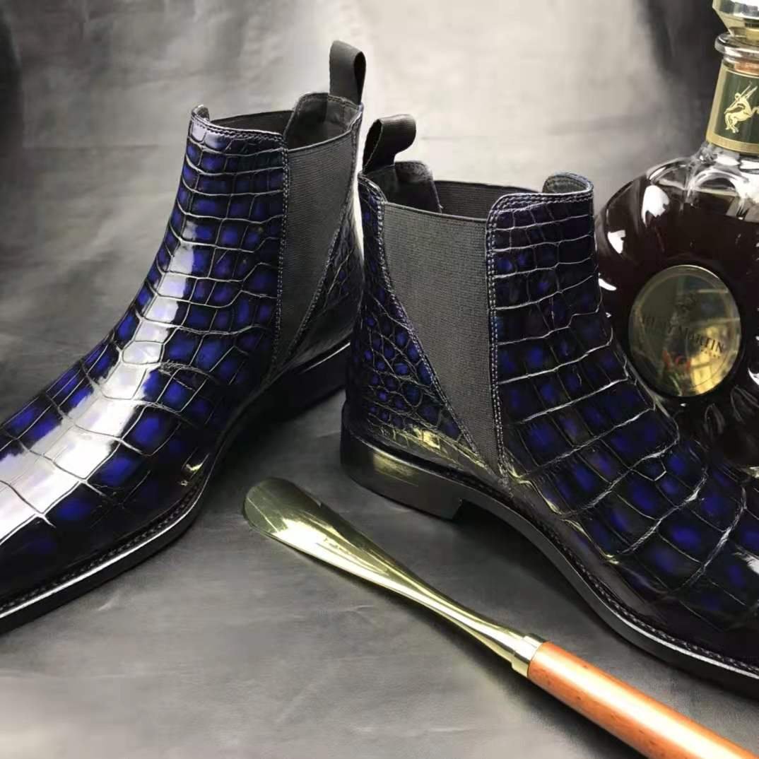 Fashion men's boots shoes big size genuine crocodile leather ankle boots shoes man high quality custom male shoes men boots