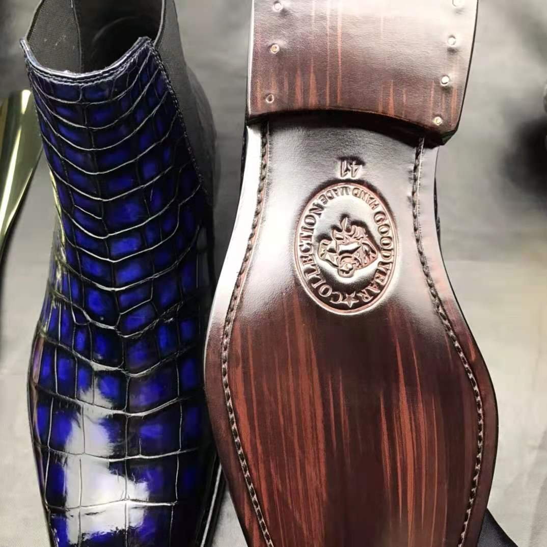 Fashion men's boots shoes big size genuine crocodile leather ankle boots shoes man high quality custom male shoes men boots