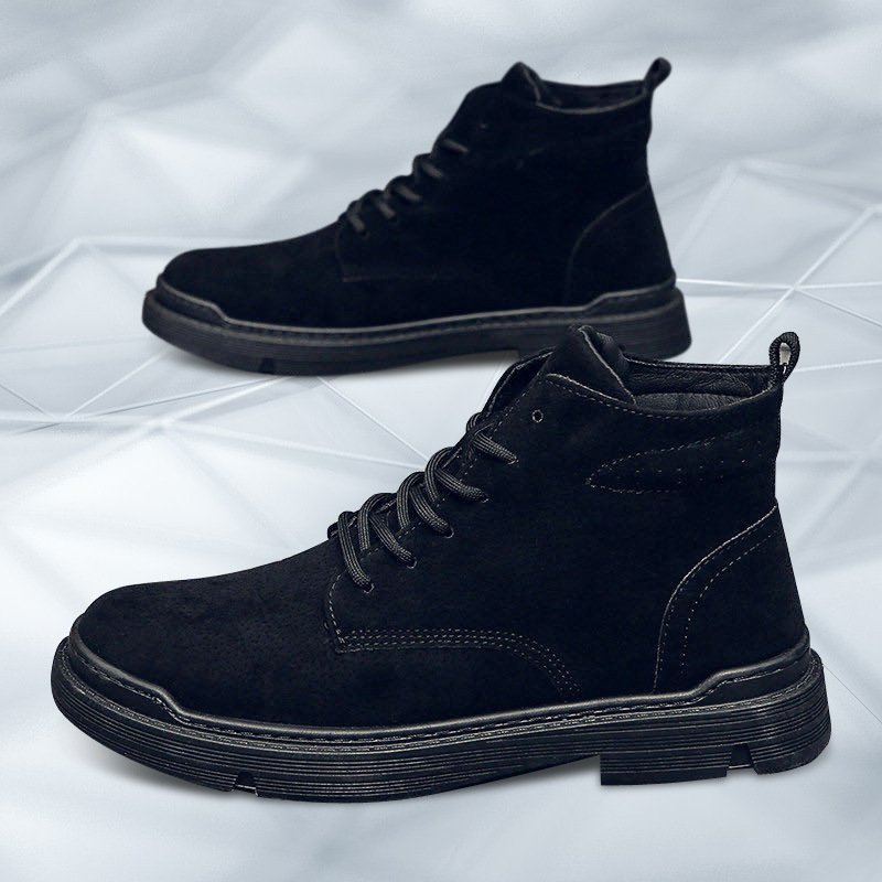 Solid Color Safety Shoes Work Flat High-Top Boots Construction Wear-Resistant Mens Work Boots Safety Shoes