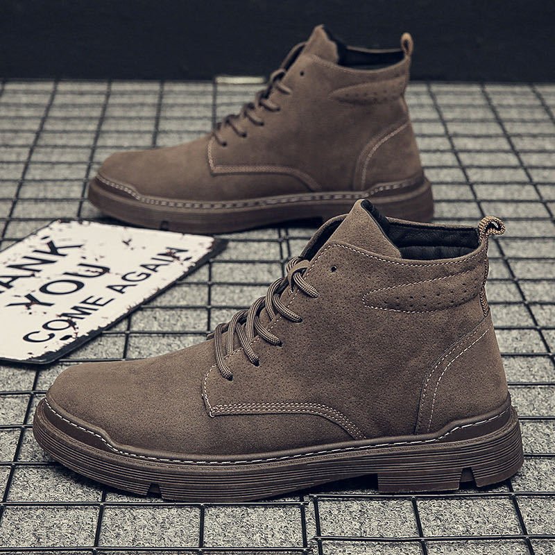 Solid Color Safety Shoes Work Flat High-Top Boots Construction Wear-Resistant Mens Work Boots Safety Shoes