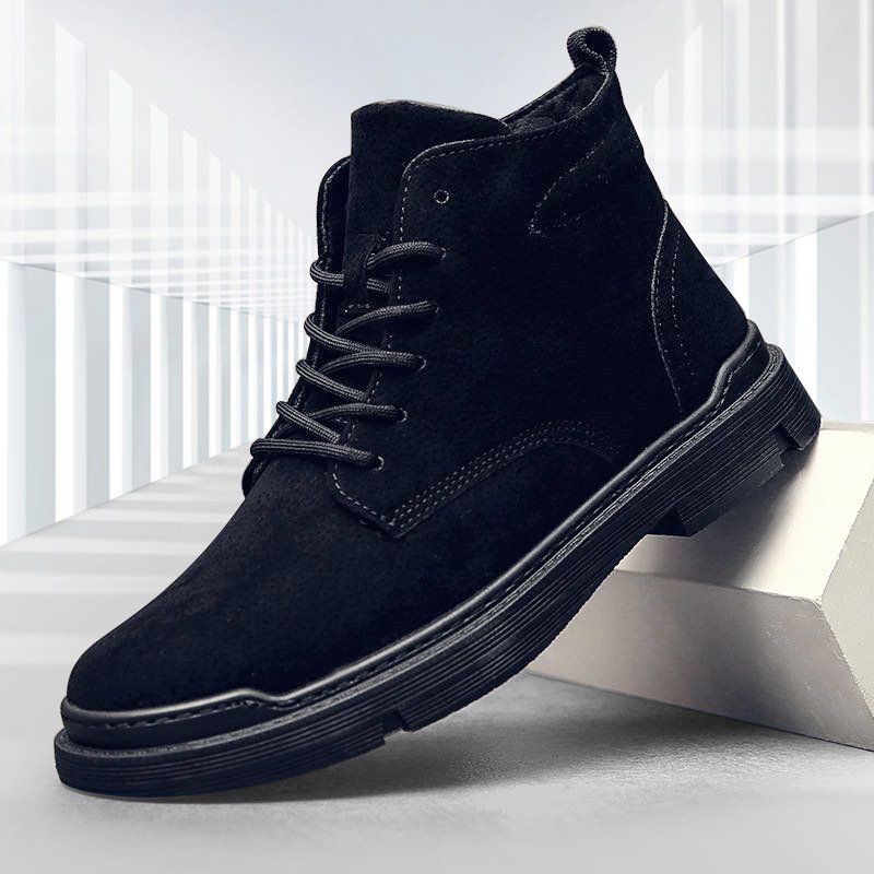 Solid Color Safety Shoes Work Flat High-Top Boots Construction Wear-Resistant Mens Work Boots Safety Shoes