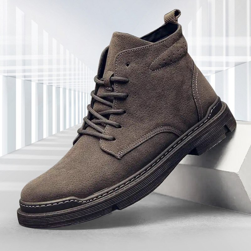 Solid Color Safety Shoes Work Flat High-Top Boots Construction Wear-Resistant Mens Work Boots Safety Shoes