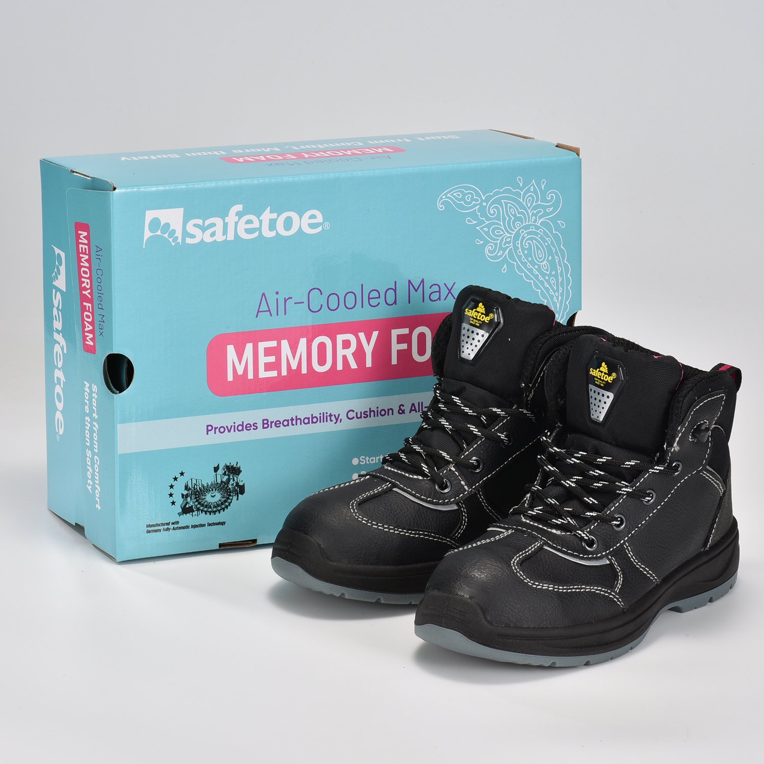 Anti Slip Black Lady Waterproof Leather Work Boots for Women
