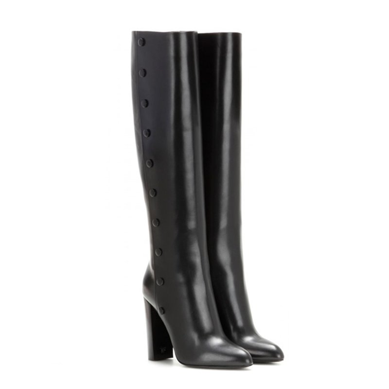 Women wholesale new design genuine leather high heel no lace italian long winter thigh high boots shoes custom logo
