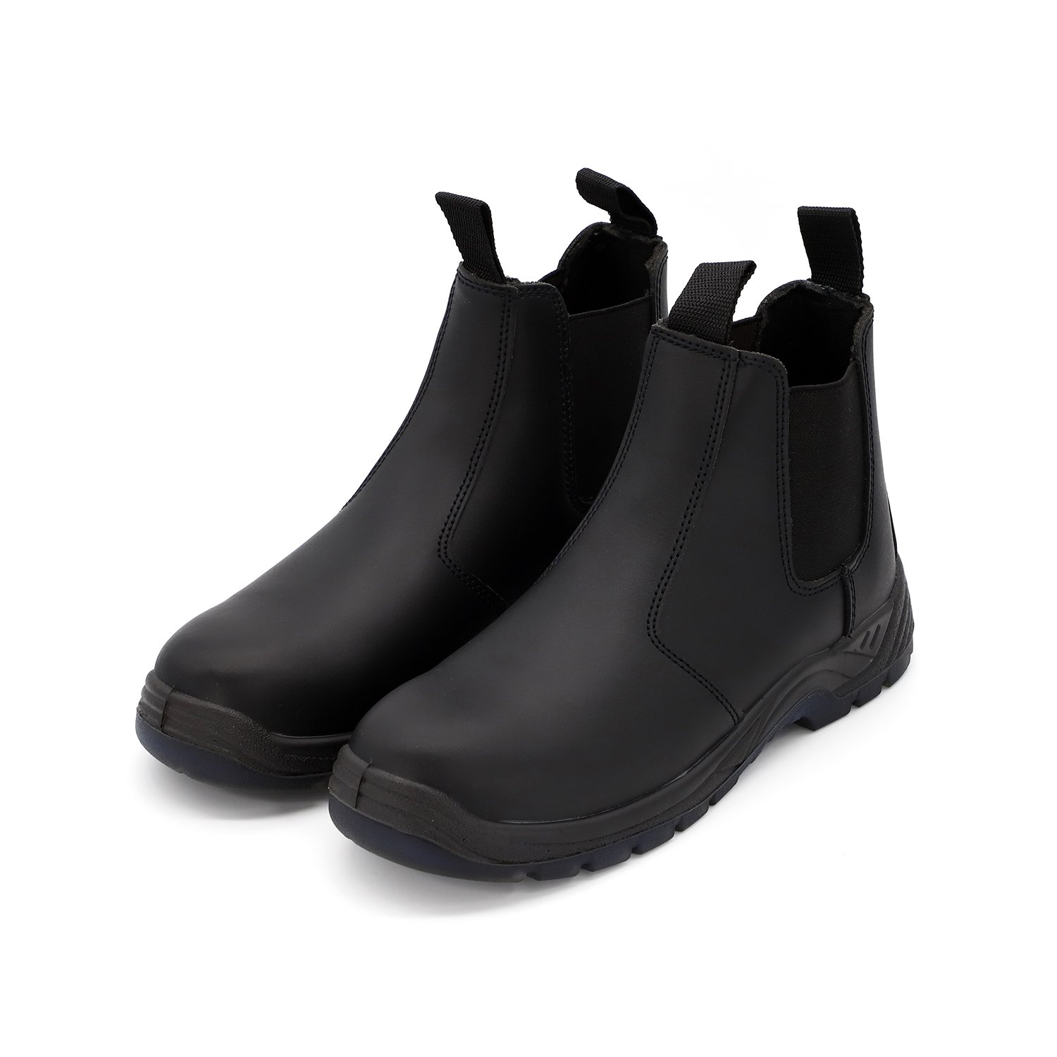 Genuine Leather winter Workmen no lace heavy industry safety hiking Boots for men