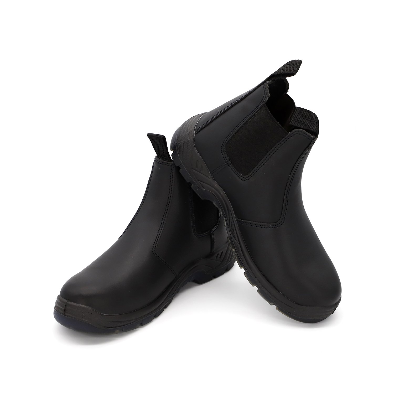 Genuine Leather winter Workmen no lace heavy industry safety hiking Boots for men