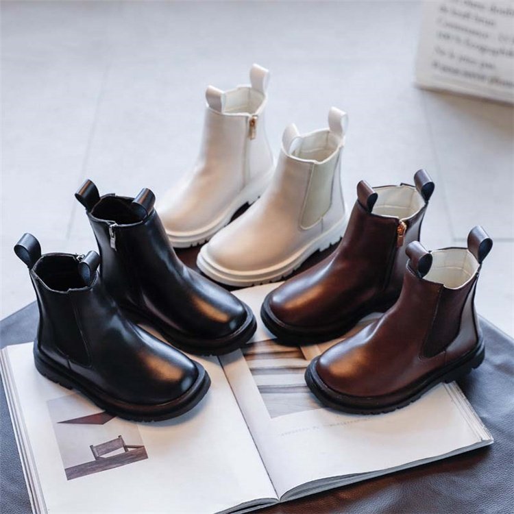 Children's fashion Korean mid-tube leather boots wholesale 2020 autumn new girls soft-soled non-slip soft-sole short boots