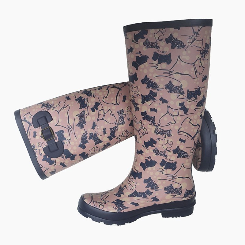 OEM LOGO fashion wellies waterproof rubber shoes ladies luxury rain boots wholesale for women gum boots with prints