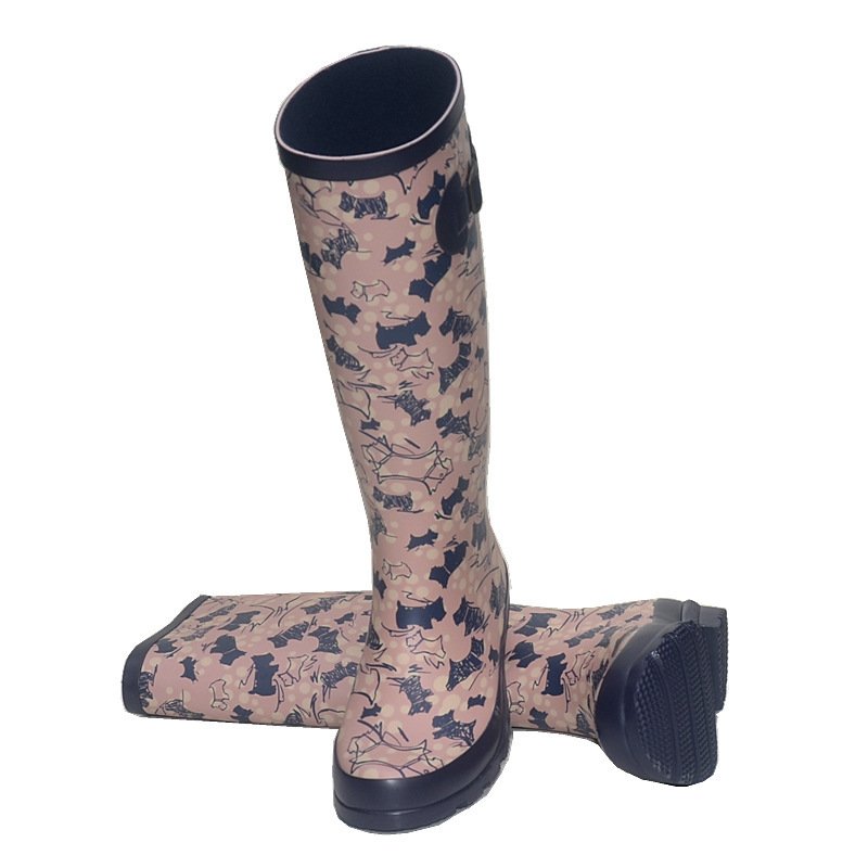 OEM LOGO fashion wellies waterproof rubber shoes ladies luxury rain boots wholesale for women gum boots with prints
