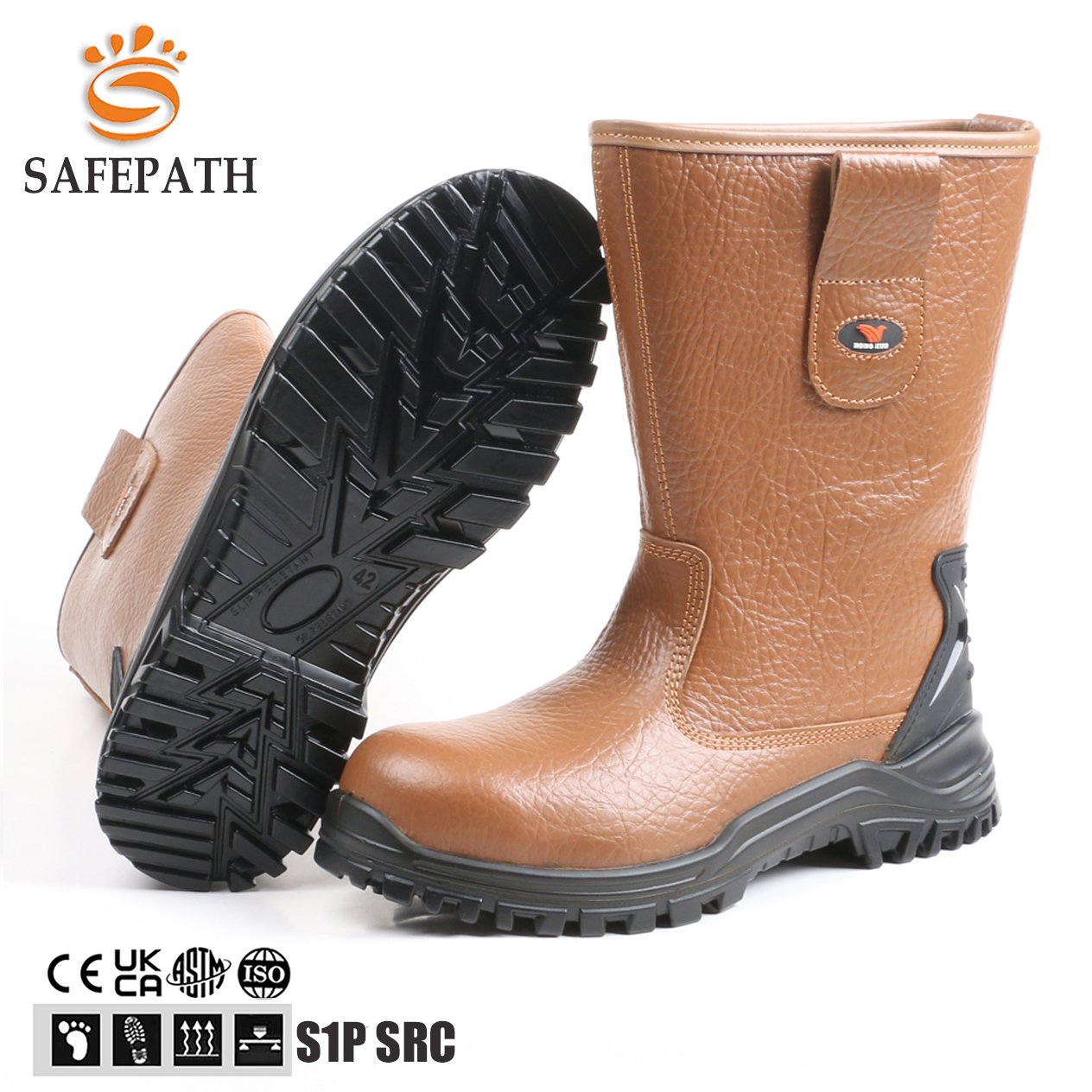 High cut Riggor boots waterproof safety shoes men steel toe Farm boots Genuine Leather work shoes for Unisex