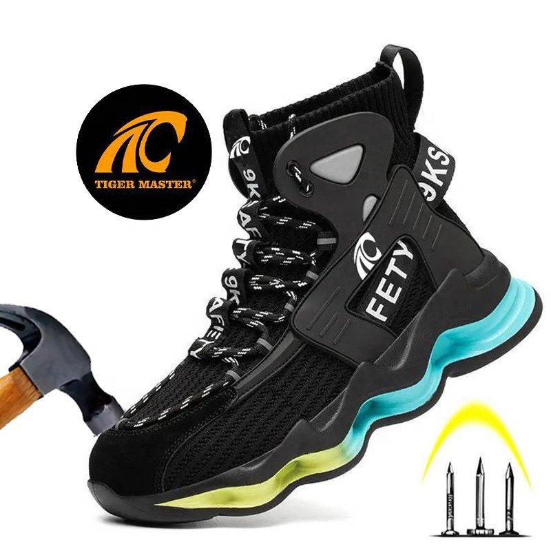 Non slip soft EVA sole puncture proof light weight fashion sneaker safety shoes men women steel toe work boots