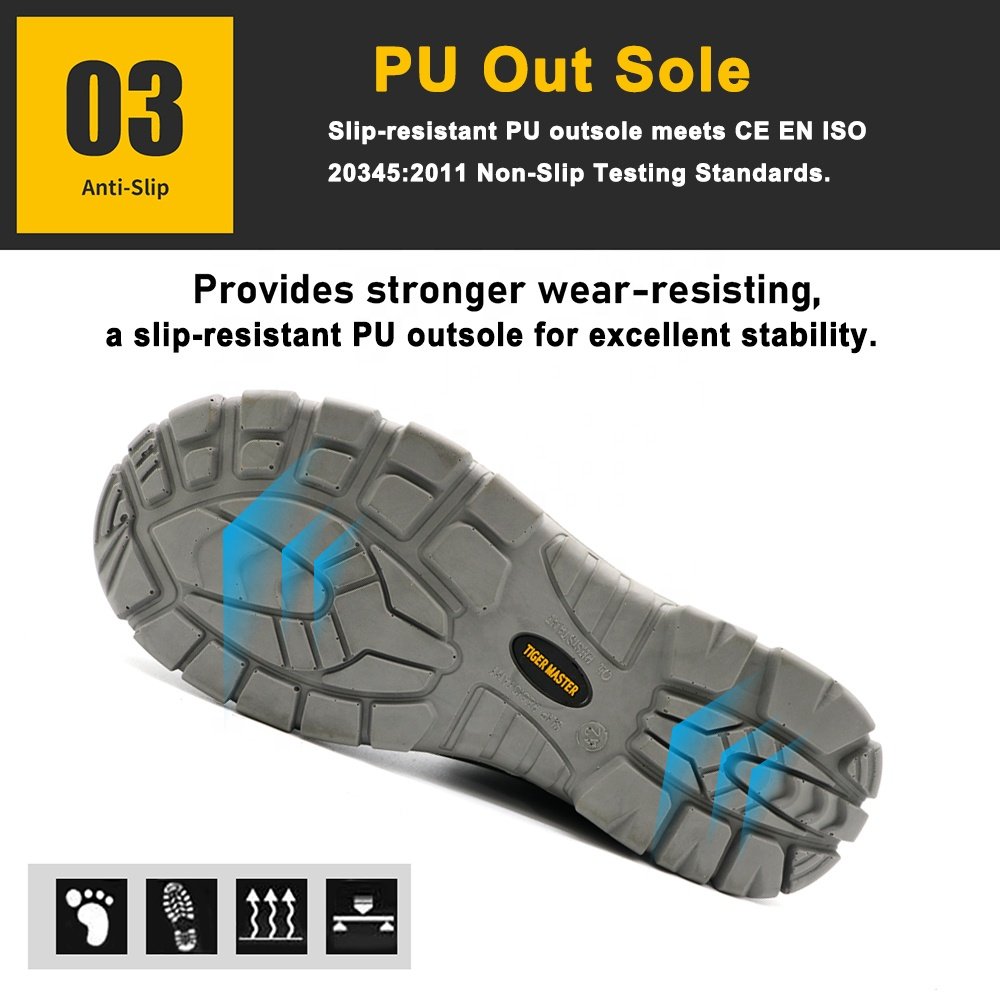 Yellow oil slip resistant prevent puncture steel toe anti-smash waterproof work boots safety shoes for men without lace
