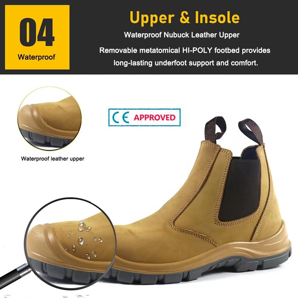 Yellow oil slip resistant prevent puncture steel toe anti-smash waterproof work boots safety shoes for men without lace