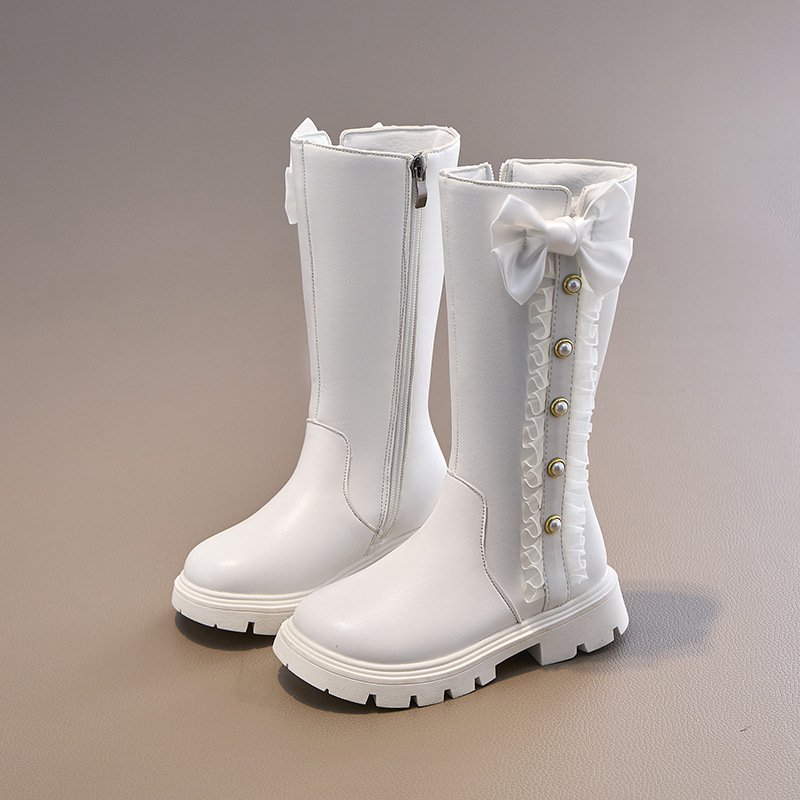 2024 Girls' Long Boots New Autumn And Winter Style Performance High Boots Martin Boots For Little Girls