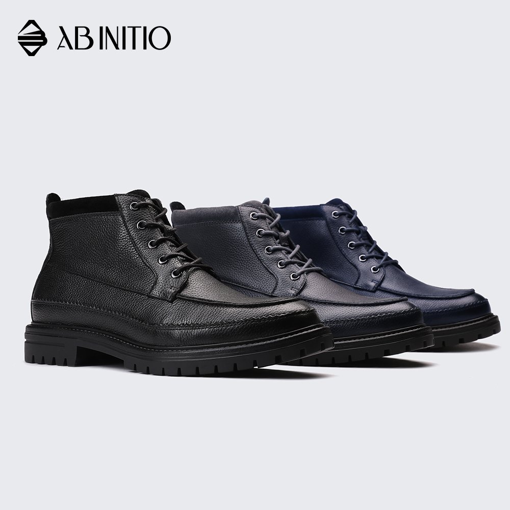 New Style High Cut Brown Genuine Leather Lace Up Business Boots For Men