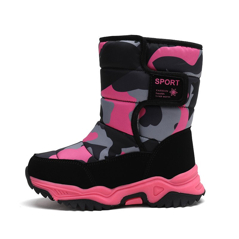 Boys Boots Children Snow Boots For water proof Sneakers Winter Kids Camouflage Boots Sport Fashion 2025 New Leather cotton Shoes