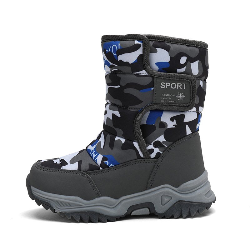 Boys Boots Children Snow Boots For water proof Sneakers Winter Kids Camouflage Boots Sport Fashion 2025 New Leather cotton Shoes