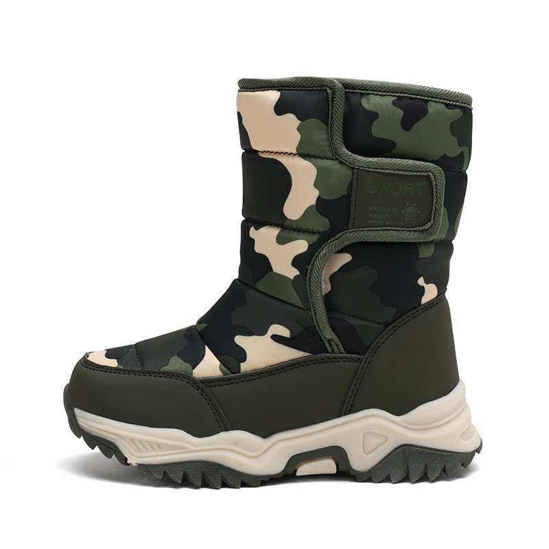 Boys Boots Children Snow Boots For water proof Sneakers Winter Kids Camouflage Boots Sport Fashion 2025 New Leather cotton Shoes