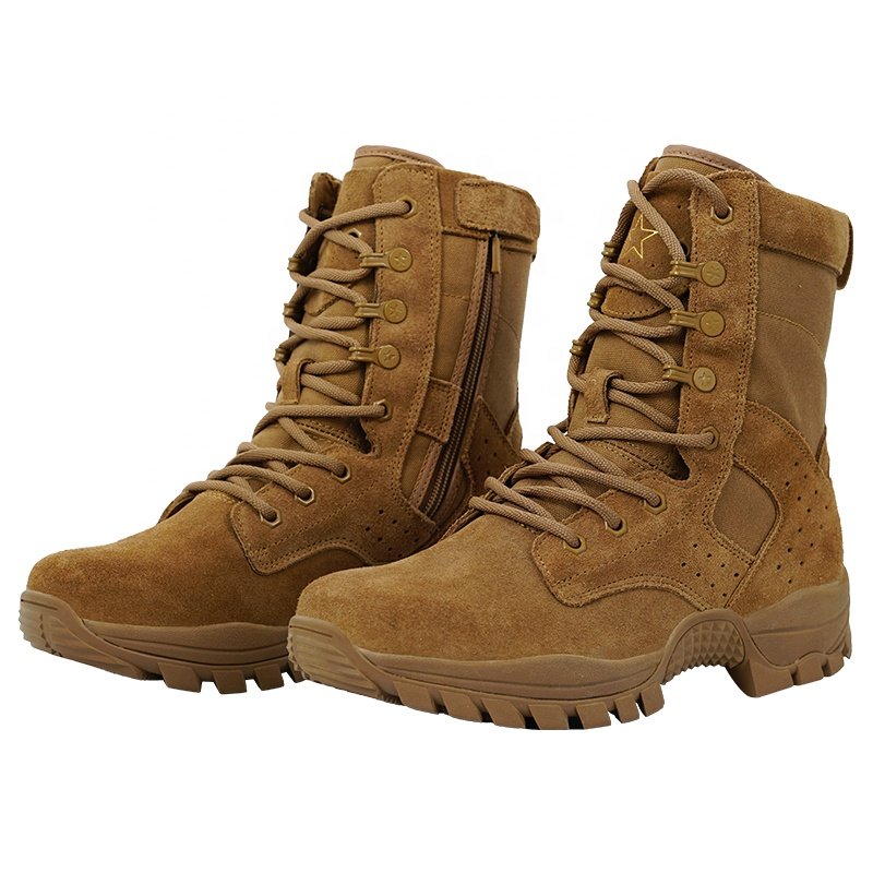 Men'S Side Zip Safety Desert Boot Tactical Botas Hiking Shoes Waterproof Genuine Leather Boots