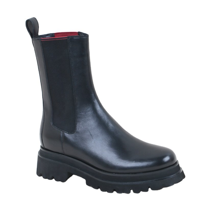 Wholesale woman dress leather shoes chelsea girls kids mid-calf high cowboy glitter horse riding black classic boots for women